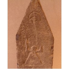 Votive stele, limestone, stele with crescent and circle